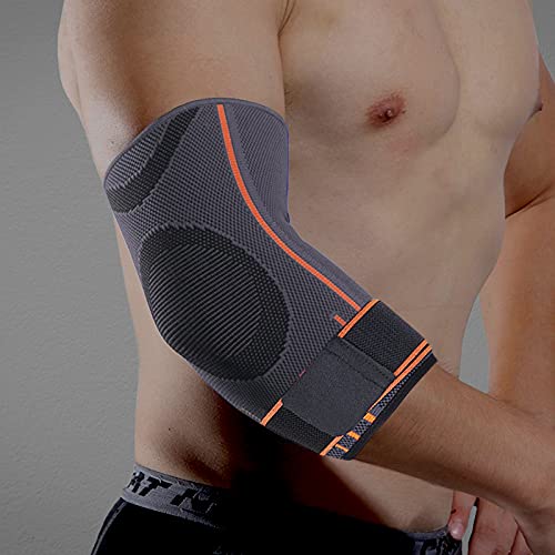 Elbow Support Sleeve, Grey with Strap (Compression)